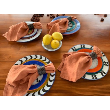 Elegant Rustic Orange French Linen Napkins Set of 4