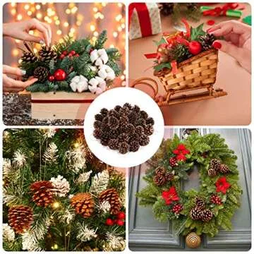 Unomor 36pcs Christmas Pine Cone Ornaments with String Natural Wood Rustic Christmas Tree Decoration Crafts Christmas Home Hanging Ornament 4-6cm