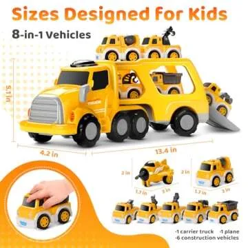 SplashNSpray 8 in 1 Fire Truck Toy Cars for Kids, Carrier Truck for 3 4 5 6 Years Old Boys Girls Tod...