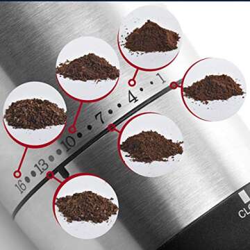 Manual Coffee Beans Grinder - Ceramic Conical Burr Mill with Adjustable Grind Settings - Quiet Stainless Steel Hand Crank and Bonus Brush