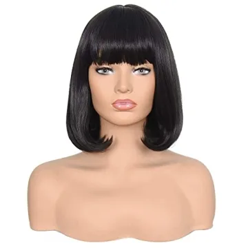 Stylish Morvally Heat Resistant Bob Wig with Blunt Bangs for Cosplay