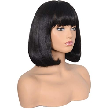 Morvally Heat Resistant Bob Wig Blunt Bangs Cosplay
