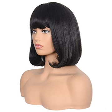 Morvally Heat Resistant Bob Wig Blunt Bangs Cosplay