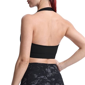 Aoxjox Women's Workout Sports Bras Fitness Backless Padded Halter Bra Yoga Crop Tank Top