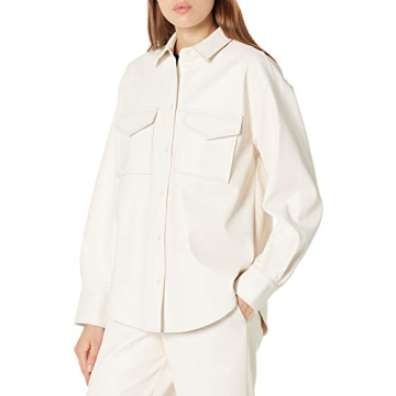 The Drop Women's @lisadnyc Faux Leather Long Shirt Jacket - Stylish Versatility