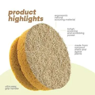 SCRUBIT Natural Scouring Pads, Eco Friendly Scrubbing Sponges for Kitchen Cleaning and Dishes, Non-S...
