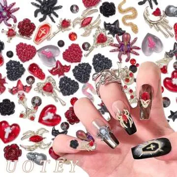 UOTEY 124 PCS 3D Halloween Nail Art Charms for All