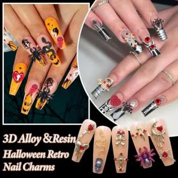 UOTEY 124 PCS 3D Halloween Nail Art Charms for All