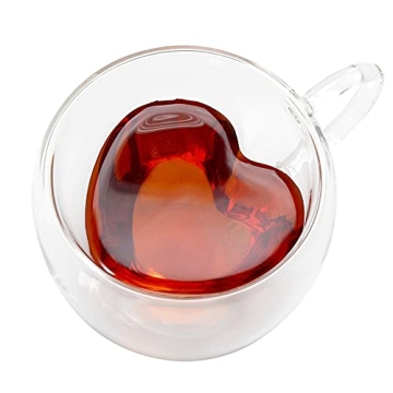 Elegant Heart-Shaped Double-Walled Glass Coffee & Tea Cups - 8 oz Clear