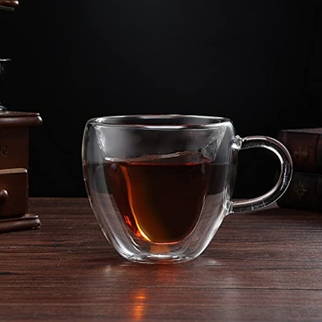 Heart-Shaped Double-Walled Glass Coffee Tea Cups 8 oz