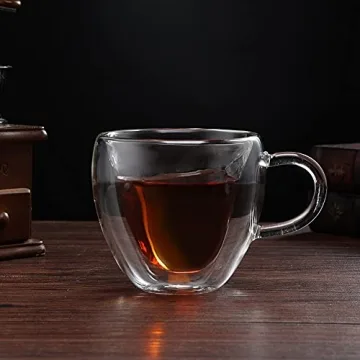 Heart-Shaped Double-Walled Glass Coffee Tea Cups 8 oz