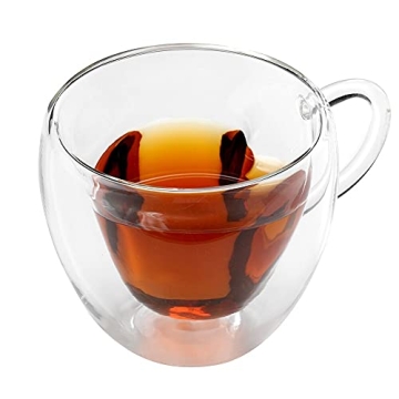 Heart-Shaped Double-Walled Glass Coffee Tea Cups 8 oz