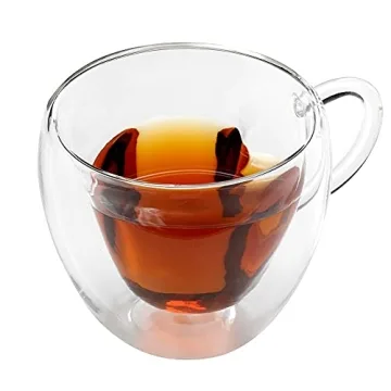 Heart-Shaped Double-Walled Glass Coffee Tea Cups 8 oz