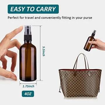 YUNFOOK 4 oz Amber Glass Spray Bottles for Essential Oils, Small Empty Fine Mist Spray Bottle,2 Pack with Funnel Dropper