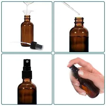 YUNFOOK 4 oz Amber Glass Spray Bottles for Essential Oils, Small Empty Fine Mist Spray Bottle,2 Pack with Funnel Dropper