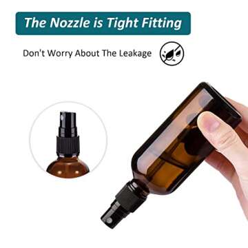 YUNFOOK 4 oz Amber Glass Spray Bottles for Essential Oils, Small Empty Fine Mist Spray Bottle,2 Pack with Funnel Dropper