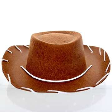 GiftExpress Brown Felt Cowboy Hat with Chin Strap - Cowgirl Costume Accessory for USA Western Rodeo ...