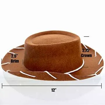 GiftExpress Brown Felt Cowboy Hat with Chin Strap - Cowgirl Costume Accessory for USA Western Rodeo Theme Party & Pretend Play - Young Boy & Girls, Child Size