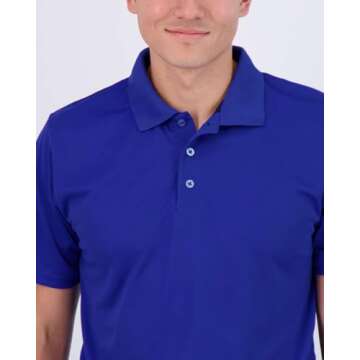 Real Essentials 3 Pack Mens Dry Dri Fit Polo Shirt Short Sleeve Golf Tennis Active Athletic Performance Work Sports Collared Business Casual Tee