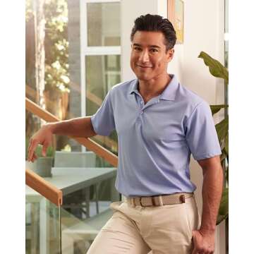 Real Essentials 3 Pack Mens Dry Dri Fit Polo Shirt Short Sleeve Golf Tennis Active Athletic Performance Work Sports Collared Business Casual Tee