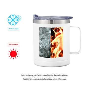 Coffee Mug 12 oz 18/8 Stainless Steel For Travel, Home, Office Use In Double Wall Insulated And Leak...