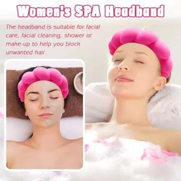 Zkptops Pink Spa Headband and Wristband Set for Women with Comfort