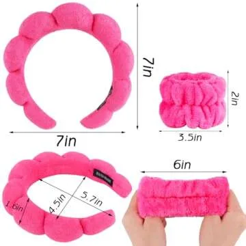 Zkptops Pink Spa Headband and Wristband Set for Women with Comfort