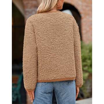 PRETTYGARDEN Women's Faux Fur Shearling Coat Fuzzy Fleece Button Up Trendy Fall Winter Cropped Jacke...