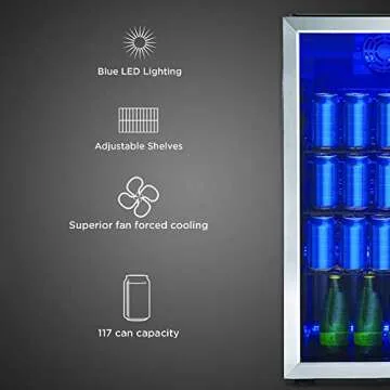 Danby DBC117A1BSSDB-6 117 Can Beverage Center, 3.1 Cu.Ft. Freestanding Drinks Refrigerator for Basement, Dining, Living Room-Bar Fridge Perfect for Beer, Pop, Water, Black/Grey