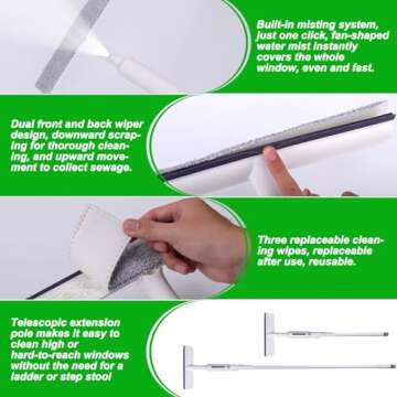 Vodolo Window Cleaning Squeegee with Spray System 2024