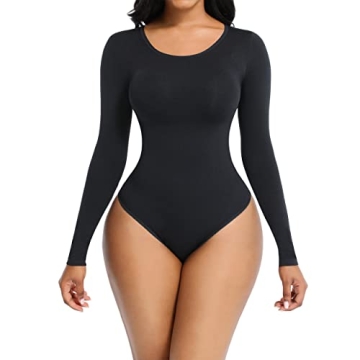 Soo Slick Bodysuit - Long Sleeve Body Shaper Tops for Women