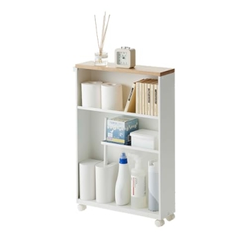 Yamazaki Home Rolling Slim Bathroom Utility Cart - Stylish Organization Solution
