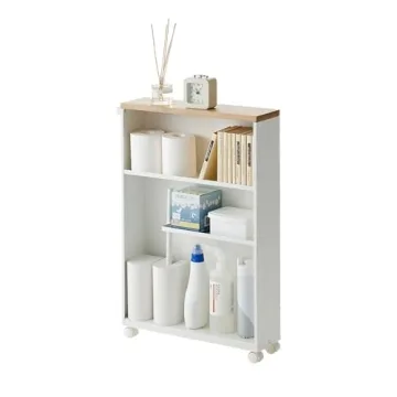 Yamazaki Home Rolling Slim Bathroom Utility Cart - Stylish Organization Solution