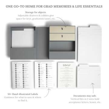 Savor | Life Essentials & Graduate Keepsake Organizer | Keep High School and College Graduation Memorabilia Organized and Safe in One Convenient Home with this Gift for Students and Grads