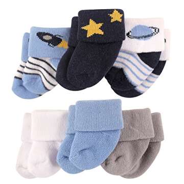 Luvable Friends Unisex Baby Newborn and Baby Socks Set, Space, 0-3 Months