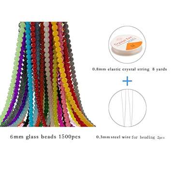 Pamir Tong 1500PCS 6mm Glass Round Beads Bulk， Imitative Jade Beads, Bracelet Loose Beads for Jewe...