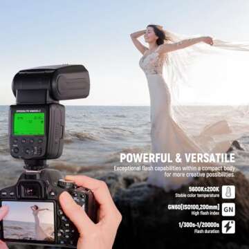 NEEWER NW655-C TTL Flash Speedlite Compatible with Canon DSLR Cameras, GN60 2.4G HSS 1/8000s Speedli...