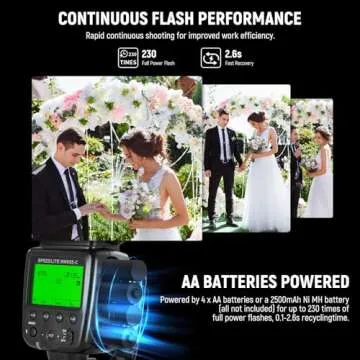 NEEWER NW655-C TTL Flash Speedlite Compatible with Canon DSLR Cameras, GN60 2.4G HSS 1/8000s Speedlight, 230 Full Power Flashes, Recycle in 0.1-2.6s, AA Batteries Powered (not Included)