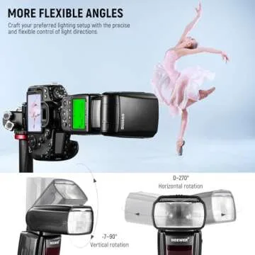 NEEWER NW655-C TTL Flash Speedlite Compatible with Canon DSLR Cameras, GN60 2.4G HSS 1/8000s Speedlight, 230 Full Power Flashes, Recycle in 0.1-2.6s, AA Batteries Powered (not Included)