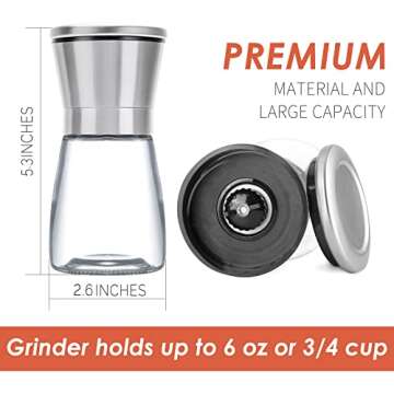 Ebaco Salt and Pepper Grinder Set - Refillable Grinder Adjustable Coarseness of Pepper Salt Spice St...