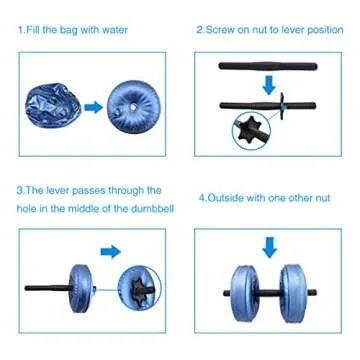 Deiris Water Filled Dumbbells Set - Water Filled Weights - Portable Travel Weights - Weights Adjustable Dumbbells - Portable Fitness Equipment - Strength Training - Fitness and Shaping