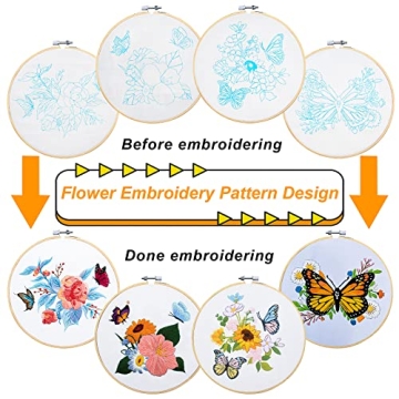 Embroidery Kit for Beginners, 4 Complete Cross Stitch Sets