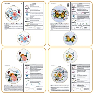 Embroidery Kit for Beginners, 4 Complete Cross Stitch Sets
