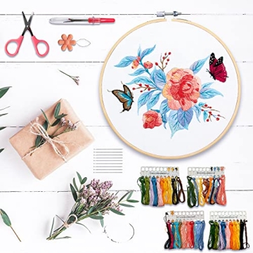 Embroidery Kit for Beginners, 4 Complete Cross Stitch Sets