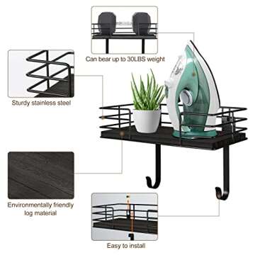 THYGIFTREE Ironing Board Hanger Wall Mount - Smart Laundry Organization Solution (Dark Grey)