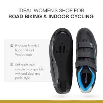 Tommaso Pista 100 Women's Cycling Shoes Dual Cleat Compatibility - Spin Shoes, Indoor Cycling Bike, Road Bike Shoes, Sport Bike- No Cleats - Compatible with SPD, SPD-SL & Look Delta Cleats - Blue 38