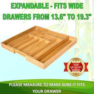 Expandable Bamboo Kitchen Drawer Organizer for Neat Storage