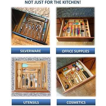 Expandable Bamboo Kitchen Drawer Organizer for Neat Storage