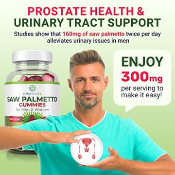 Vegan Saw Palmetto for Women & Men - Potent Saw Palmetto Extract, Prostate Supplements for Men, DHT Blocker for Womens Hair Growth, Hormonal Balance Gummies, PCOS Hair Loss, DHT Blocker, Gluten-Free