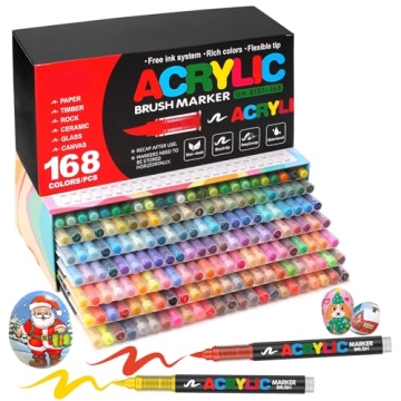 Amamao 168 Colors Acrylic Paint Markers, Soft Brush Tip Paint Pens and Paint Markers, Acrylic Paint ...